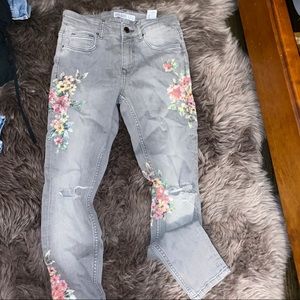 Zara grey jeans with floral print